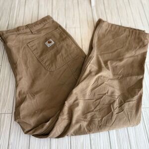 Carhartt Relaxed Fit Flannel Lined Carpenter Pants Brown Duck Canvas 40x34 Mens